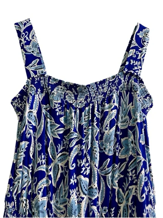 Boden Blue And White Tropical Floral Wide Leg Jumpsuit - Picture 3 of 7